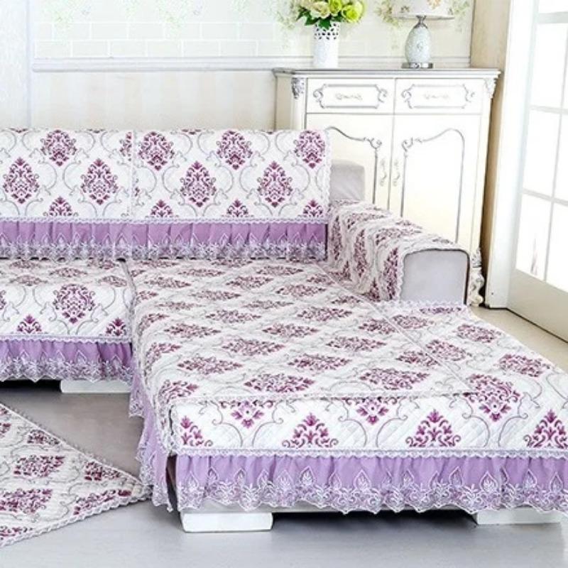 1Pcs Polyester Cotton Sofa Cover Towel European Embroidery Lacework Non-slip Sofa Slipcover Seat Couch Cover for Living Room