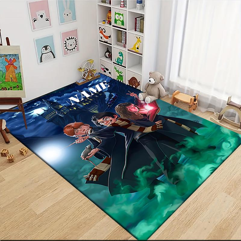 Custom Name "Harry Potter's Magical Journey" Carpet Rug Customizable Soft Washable Anti-Slip Home Living Room Sofa Mats Personalized Rug. 090984