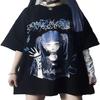 Gothic Oversized Printed T-Shirt Harajuku Street Trend Men and Women's Personality Loose Print Punk Short Sleeve