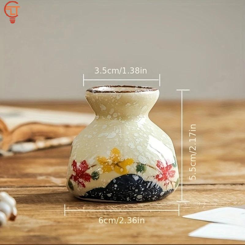 1PCS Chinese Style Ceramic Small Vases Home Decor Mini Retro Toothpick Holder Cotton Swab Storage Jar