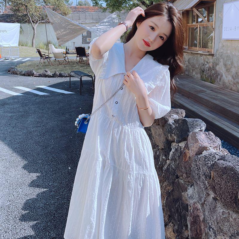 

Textured Sweetheart Princess Dress with French Collar - Elegant First Love Design Large белый