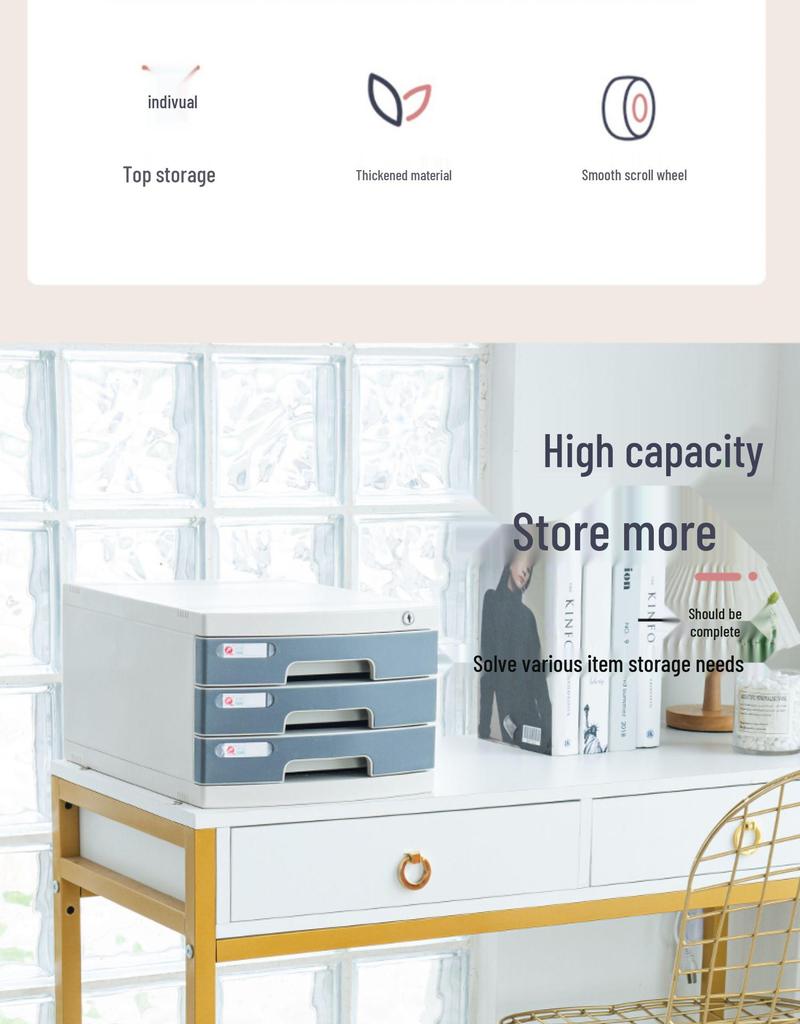 Abschließbarer mehrschichtiger A4-Desktop-Aktenschrank und Aufbewahrungsbox