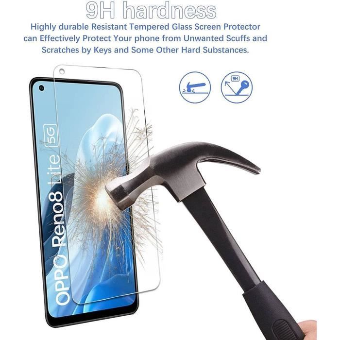 2 Tempered Glasses for OPPO Reno 8 Lite 5G Transparent Protection