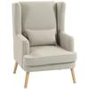 Accent Chair, Armchair with Linen Look, High Backrest, Wide Seat, Lumbar Pillow, Beige