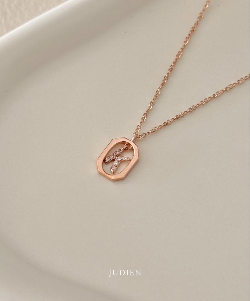 Judien 14K 18K Initial Alphabet Lab-Worn Diamond Necklace (Type A)