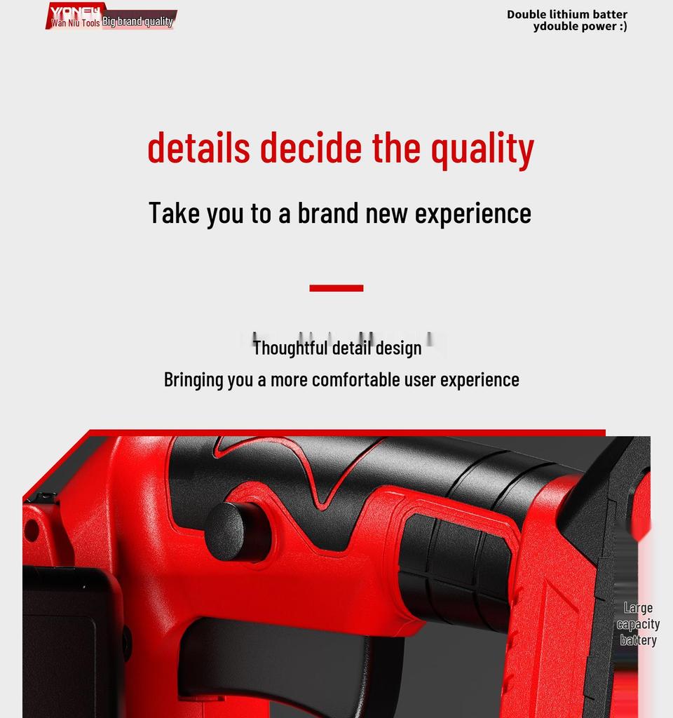 High-Power Rechargeable Handheld Electric Chainsaw with Lithium Battery for Tree Felling and Logging