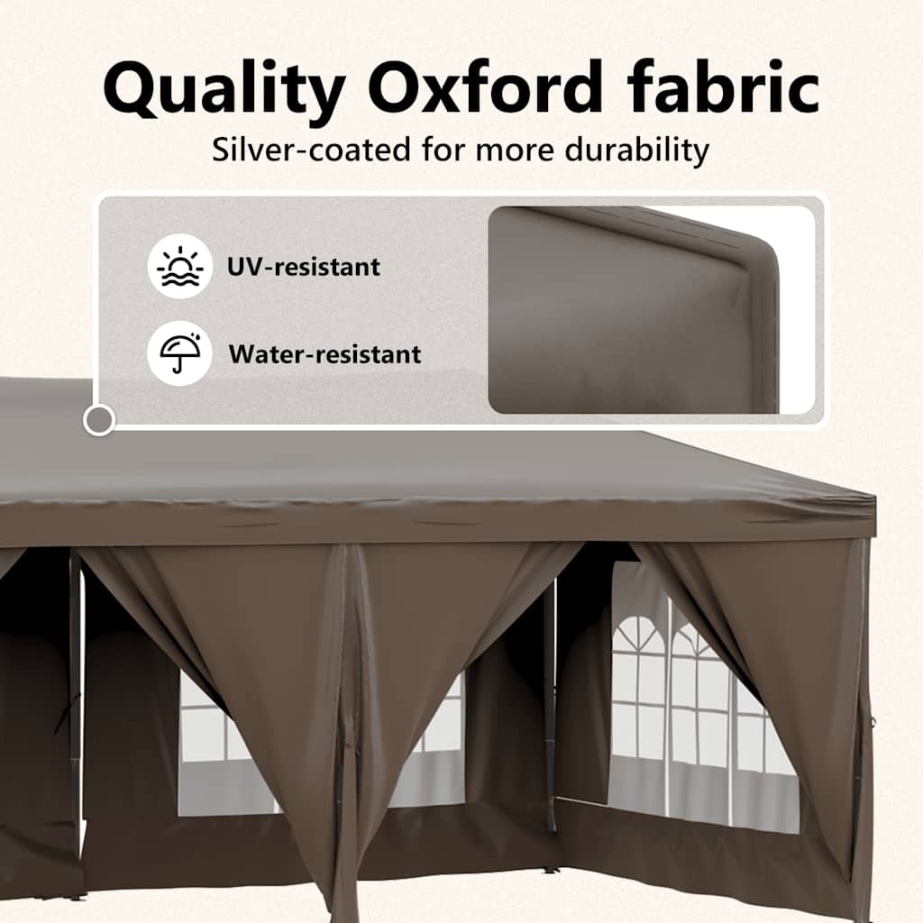 Foldable Party Tent with Side Walls Taupe 3x6 M