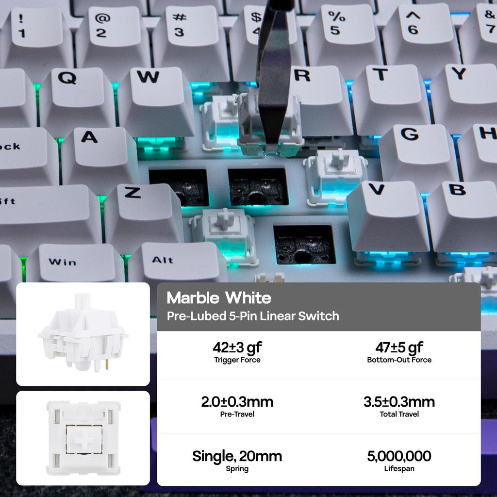 EPOMAKER Wireless Mechanical Keyboard for Galaxy 100 CNC Aluminum Gaming Keyboard with Numeric Bluetooth Hot Creamy Gasket Technical Standards