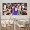 NBA Star Collection Poster: Giannis, Leonard, Curry & Lillard - Self-Adhesive Wall Sticker