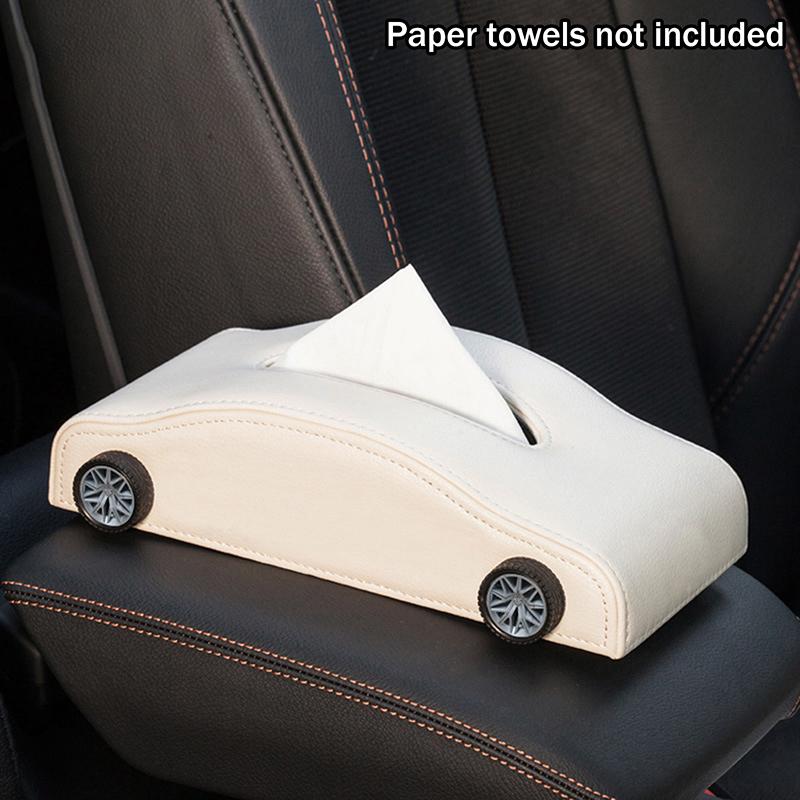 Kreative Autoform Taschentuchbox Simulierte Reifen Hitzebeständiger Taschentuchspender Dekorativer Tragbarer Autoleder Taschentuchorganizer