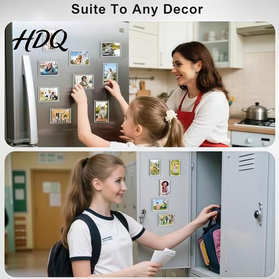 Acrylic Magnetic Frame 1 Pair Photo Fridge Magnet Picture for Display Refrigerator Clear Mini Holder Home Kitchen Decoration