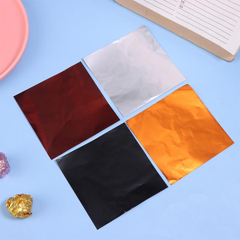 100 Bucăți 8x8Cm Multicolor Folie de Aluminiu Bomboane Ciocolată Biscuiți Cutie Hârtie de Împachetat DIY Metalic Lucios Cadou Hârtie Folie de Staniol Ambalaj