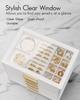 Vlando Glass Lid 5-Drawer Jewelry Box for Women, Organizer for Necklaces, Rings, Earrings, Bracelets, and Accessories (White)
