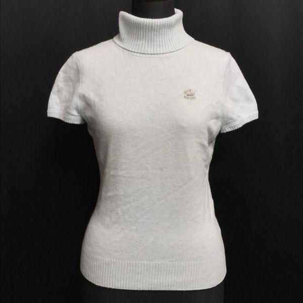 Burberry BLUE LABEL Wool Short Sleeve Turtleneck Sweater Women’s M 38 Light Blue Beige Sanyo(USED)