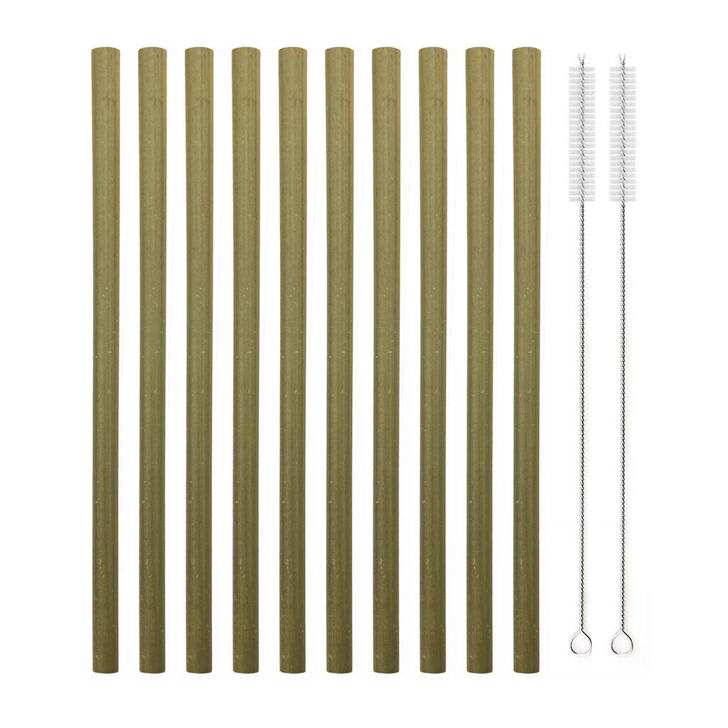 10pcs/set Bamboo Drinking Straws Reusable Eco-Friendly Straw Zero Waste Straw Home Party Camping Travel Straw with Cleaner Brush