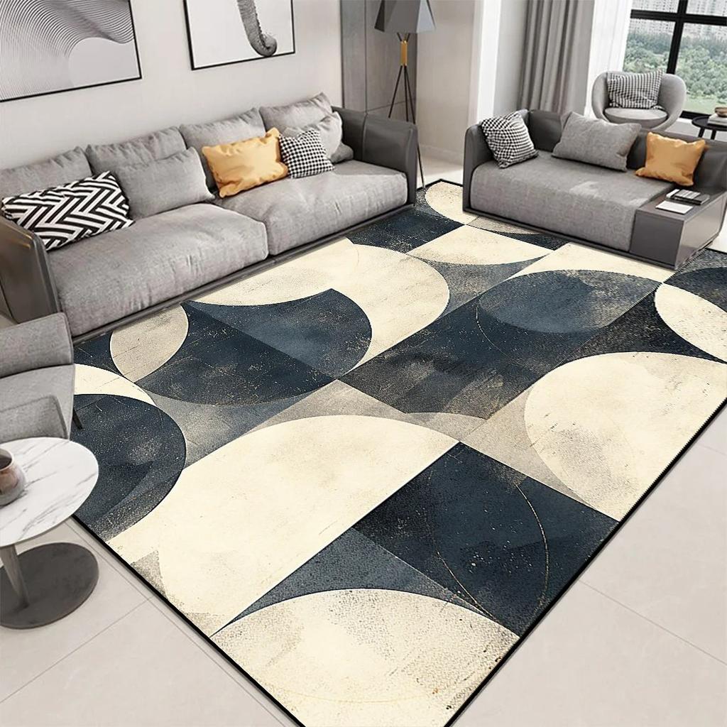 Geometric Large Area Rug – Modern Luxury Carpet for Living Room Sofa Bedroom, Non-Slip Washable Floor Mat