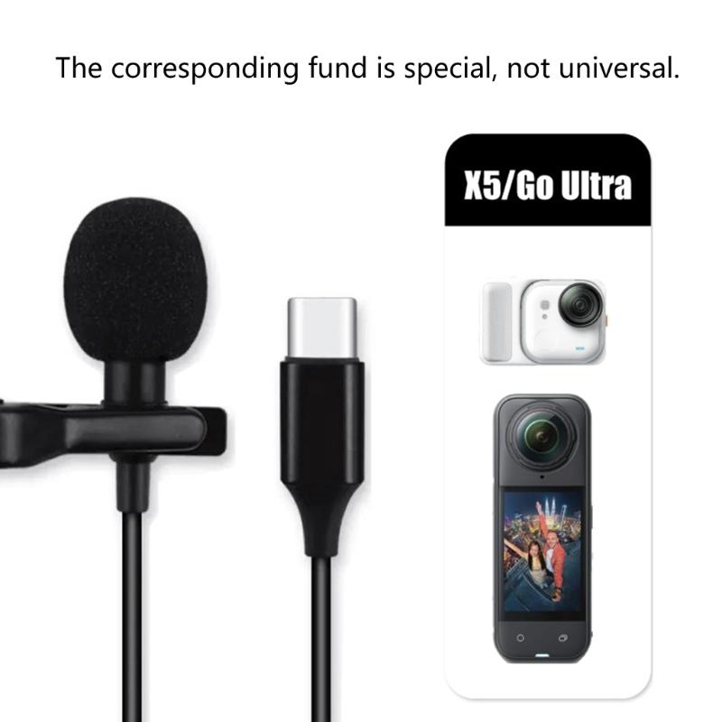 Mini Clip Microphone For X5 Action Cameras Lightweight Design Clear Sound Capture