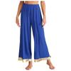 Womens Worship Praise Dance Pants Elastic Waist Metallic Shiny Trim Wide Leg Pants Loose Trousers