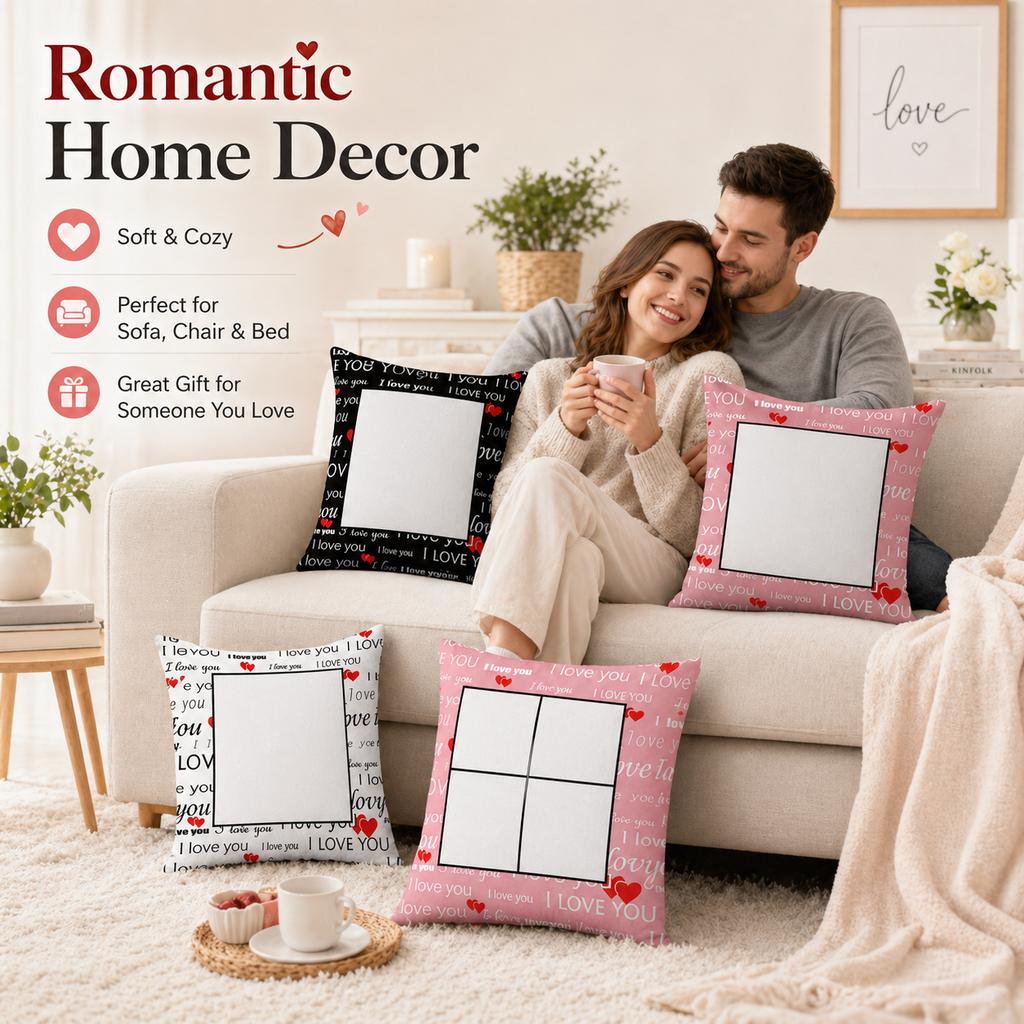 Custom Photo Pillow Case Diy I Love You Print Peach Skin Cushion Cover Valentine Gift For Couple Bedroom Sofa Decor 45X45