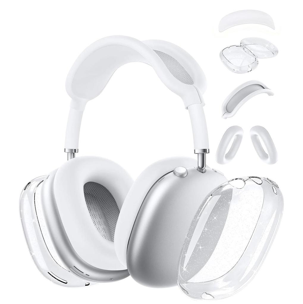 Applicable AirPods Max Over-Ear Headphones Transparent Glitter Silicone Case