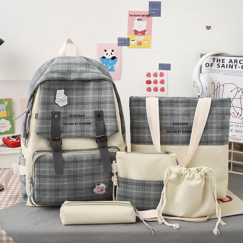 Girls' Plaid School Backpack Set
