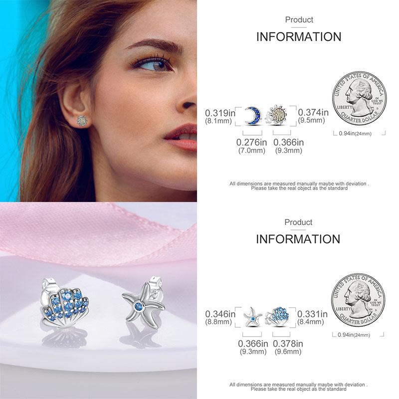 925 Silver Colorful Cute Animal Stud Earrings for Women Girlfriend Birthday Gift