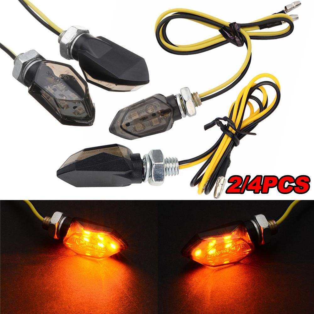 2/4PCS Mini Motorcycle Smoke Lens Turn Signal Light 5LED 12V Amber Blinker Indicator Lamp Motorcycle Universal Easy to Install