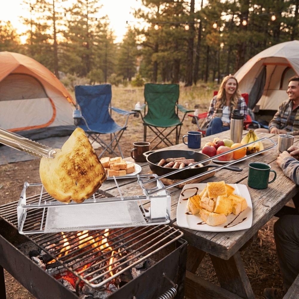 Stainless Steel Bread Toaster Folding Sausage Grilling Rack Barbecue Grill  Outdoor Camping