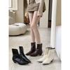 2025 Autumn New European and American Style Versatile Quality Thin Wood Grain and Pointed Short Boots