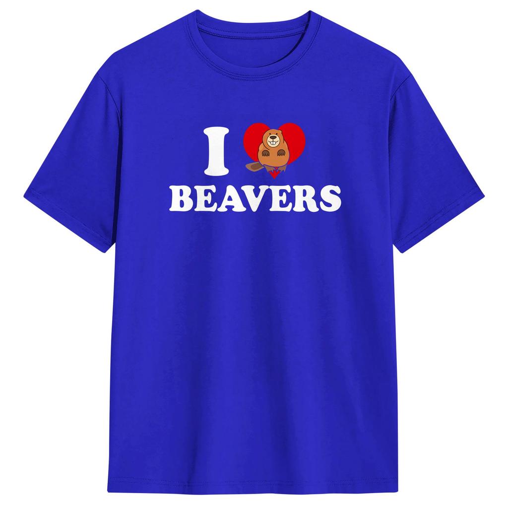 I Love Beavers TShirt Unisex  Vintage T Shirts Summer O Neck Fashion Tee Shirt Hot Sale Oversized Clothes