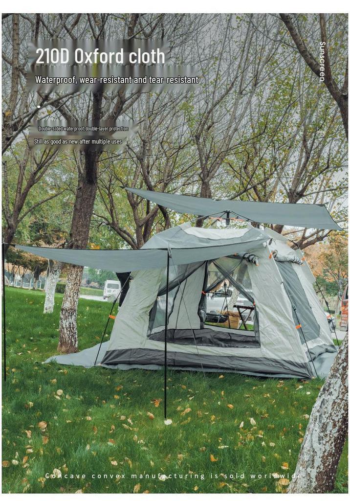 Waterproof Camping Tent Ground Mat with Sunshade & Four-Corner Webbing