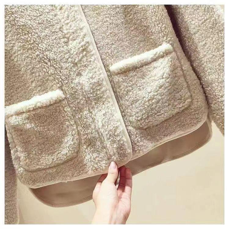 Autumn and Winter New Lamb Wool Coat Large Size Small Fragrant Wind Women's Coat Loose Short Top