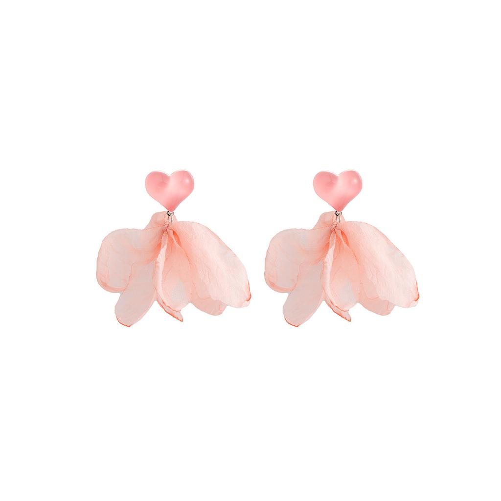 Summer Super Fairy Vacation Style Earrings Seaside Sweet Fabric Flower Stud Earrings Femininity Advanced Sense Gentle Earrings