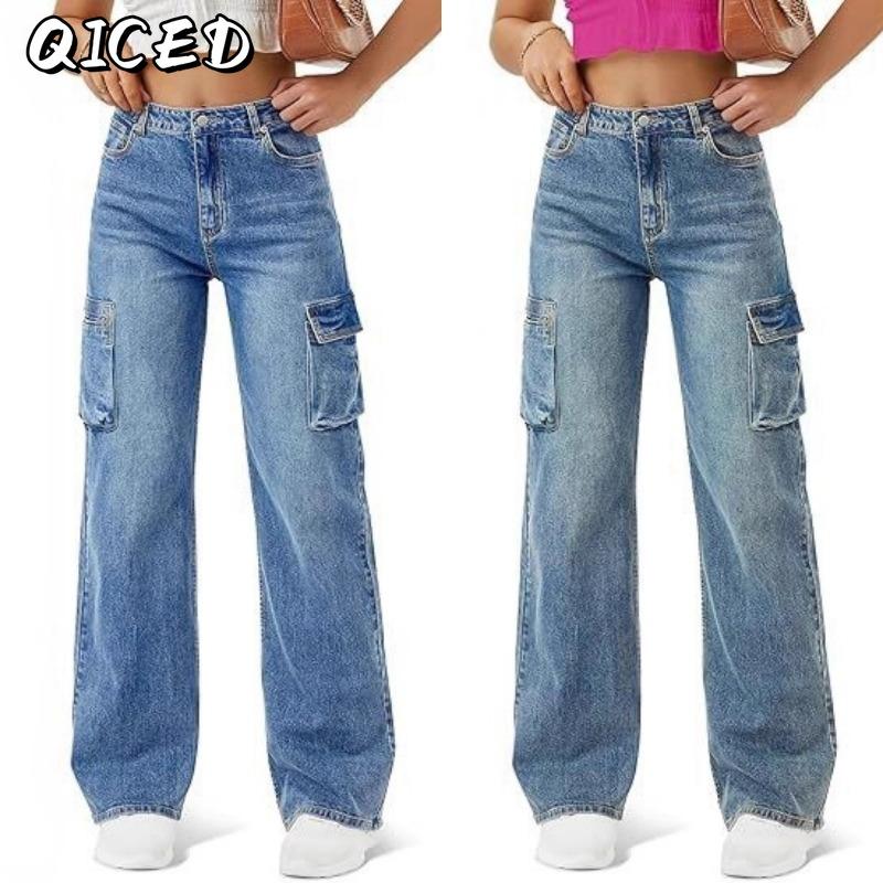 QICED Women's Fashion Casual Solid Color Print Pants & Capris