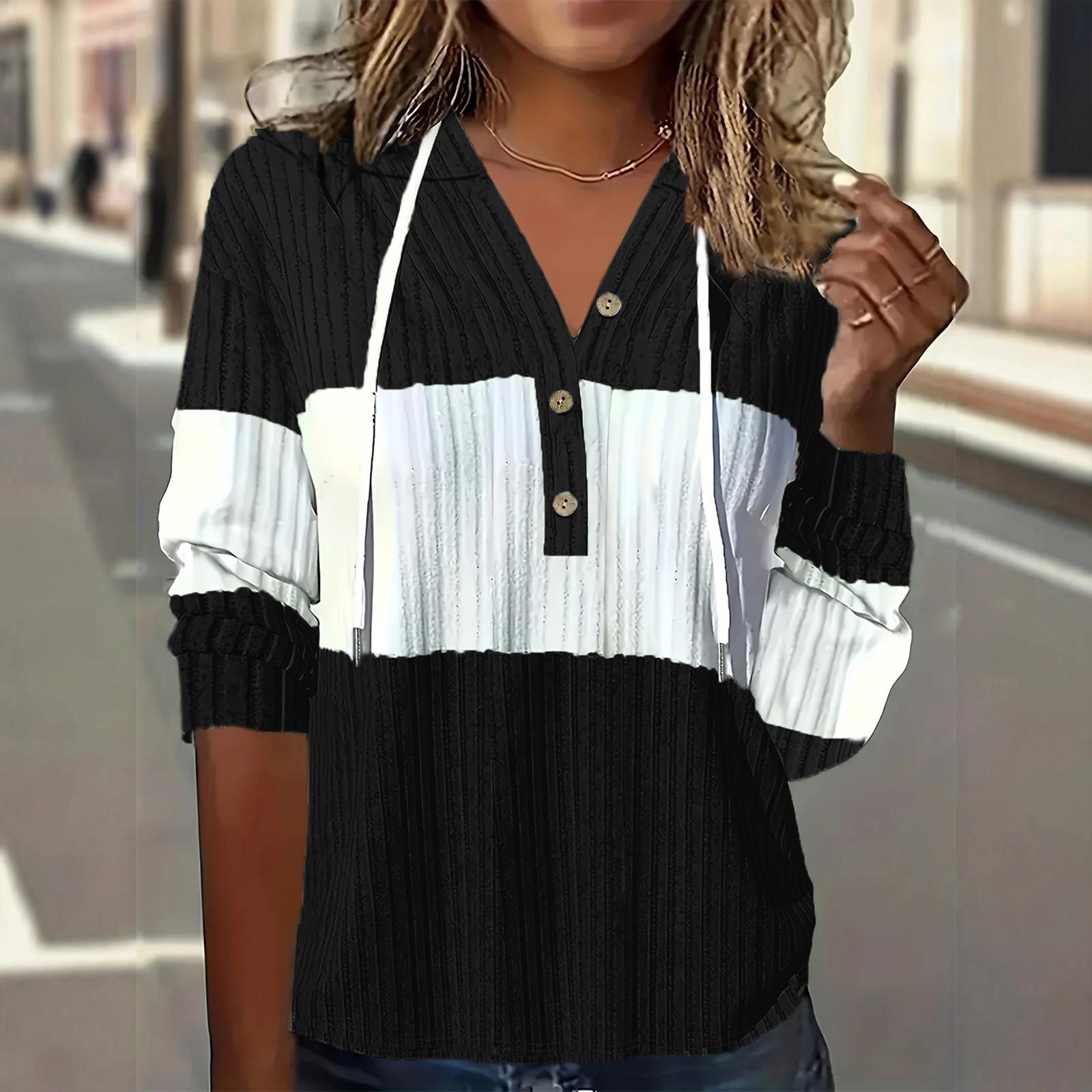 

Женские свитера Модные худи Топы с длинным рукавом Повседневные толстовки Осенний пуловер S чёрный