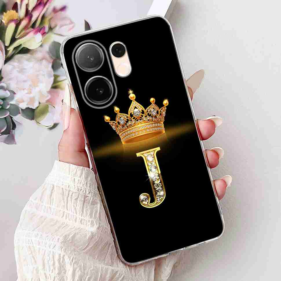 For vivo V60 5G 6.67" Case Popular Letters A-Z Crown Soft Silicone TPU Cover For Vivo v60 5G VIVO V2511 Bumper Phone Shell Coque