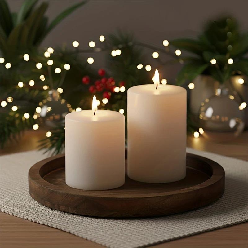 Rustic Round Wooden Serving Tray Decorative Ottoman Tray for Candles Vases & Table Centerpieces Home Decor