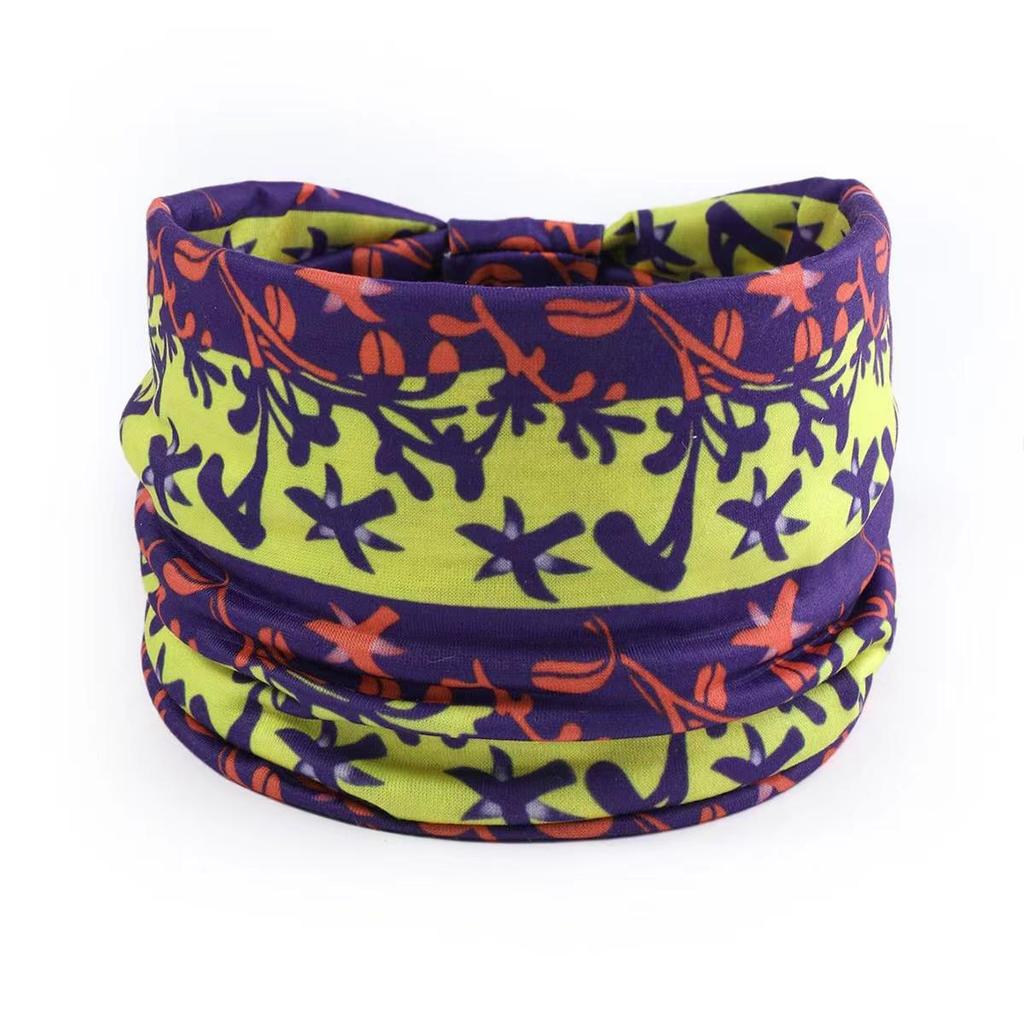 Bohemian Mandala Blume Stirnband: Elastische, atmungsaktive, schweißabsorbierende Damen Kopfbedeckung mit breiter Krempe