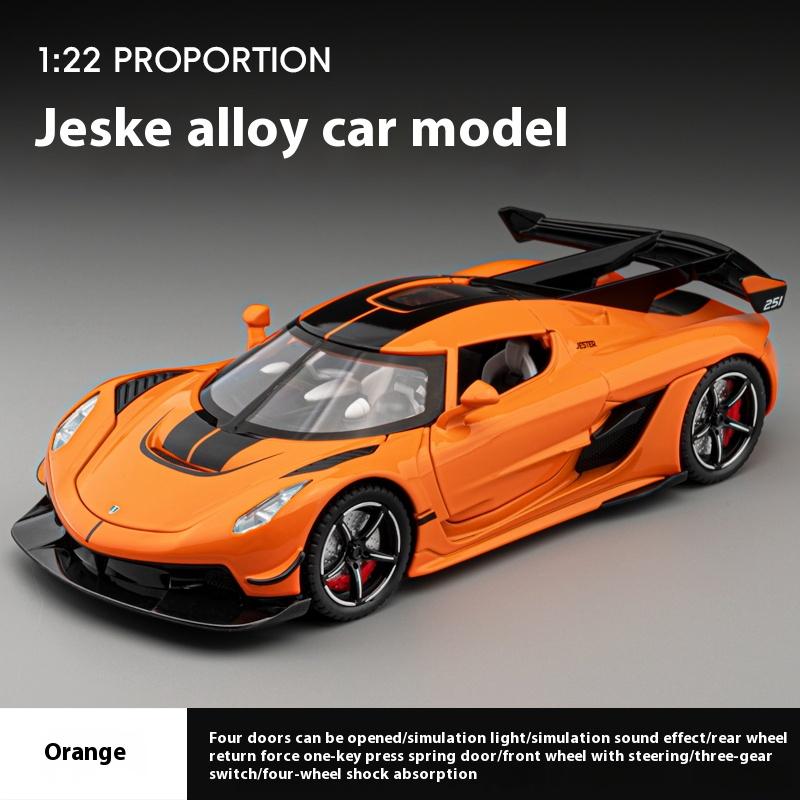 1:24 KNSG Jesko Alloy Super Muscle Car Model Metal Diecast Sound And Light Pull Back Display Decoration Trendy Ornaments Gifts