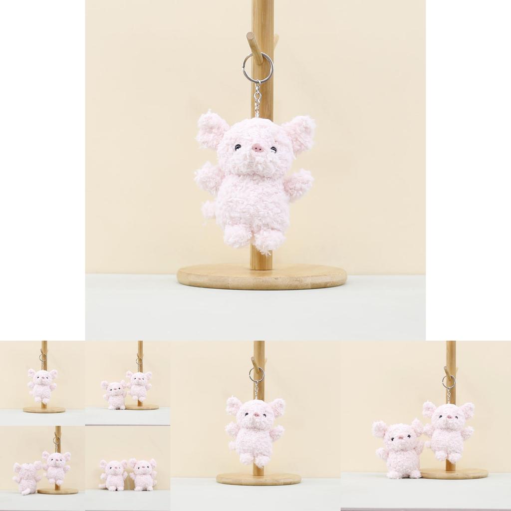 Adorable Cute Pig Plush Keychain Toy Soft Coral Fleece Pig Doll Key Ring Accessory