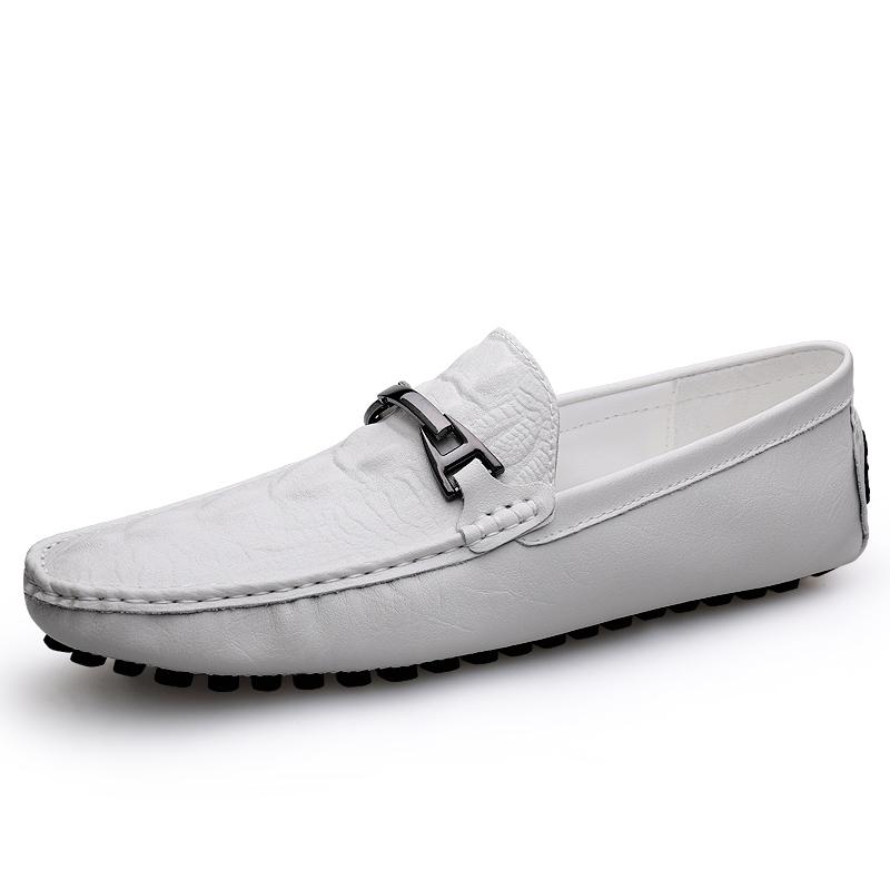 Fashion Genuine Leather Mens Loafers Crocodile Pattern Fashion Casual Shoes Comfortable Man Slip on Flats Lightweight Soft Driving Shoes
