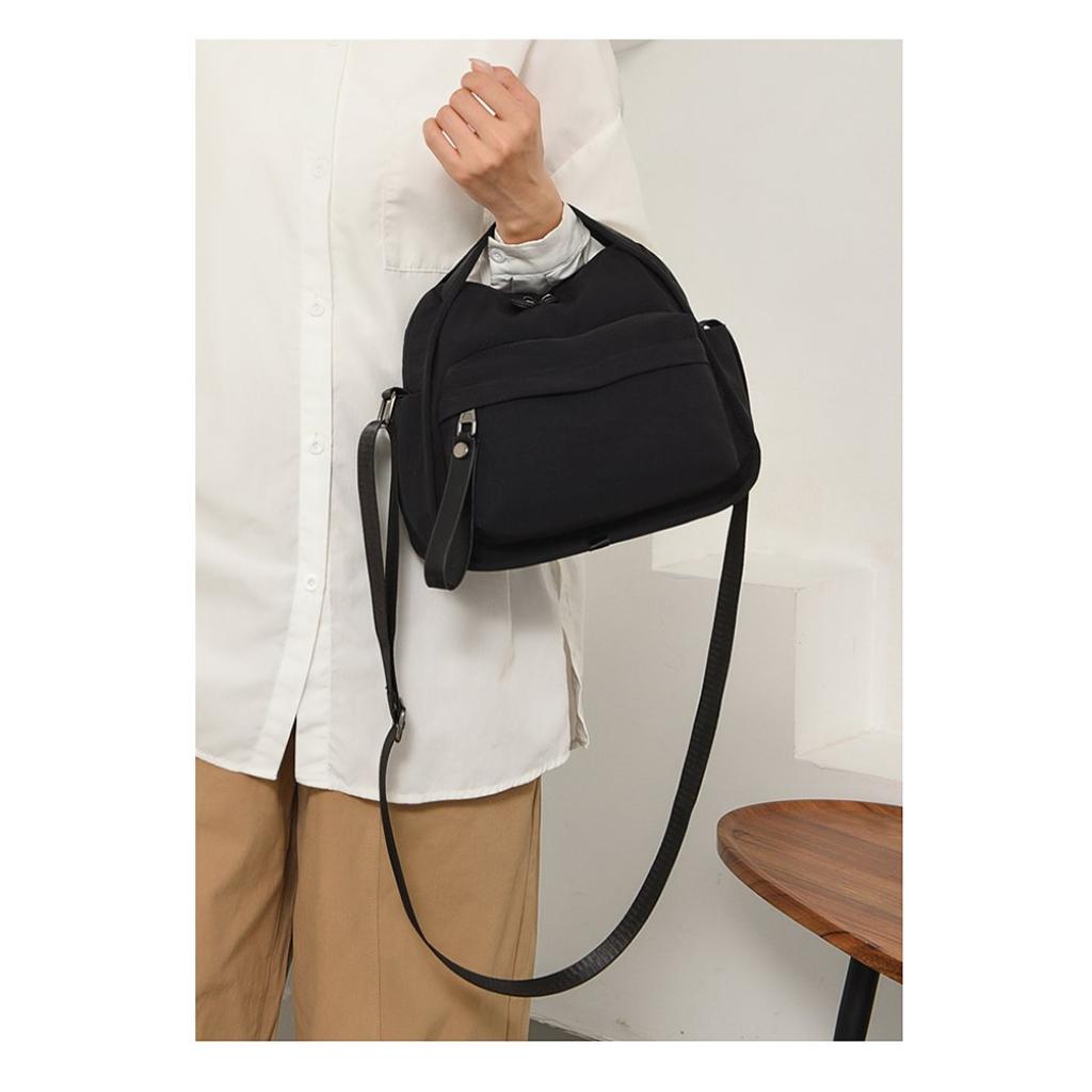 Shoulder Bag Women Nylon Multi Pocket Adjustable Strap for Daily Office