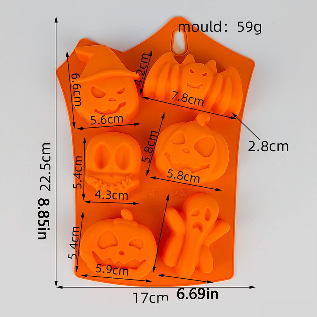 Halloween Silicone Mold for Pumpkin Ghost Skull Bat Shapes Reusable Baking Molds for Cake Decoration Resin Plaster Crafts