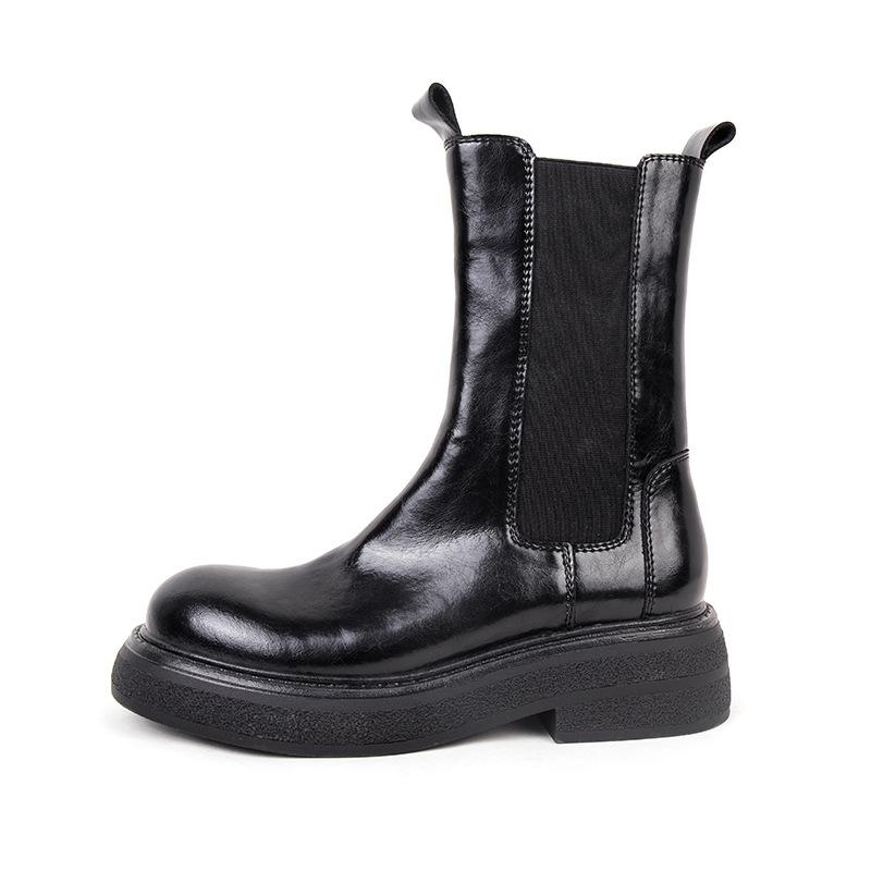 

Martin boots 2025 autumn and winter single boots black short versatile autumn thick-soled medium boots cigarette boots short boots women s tide 35