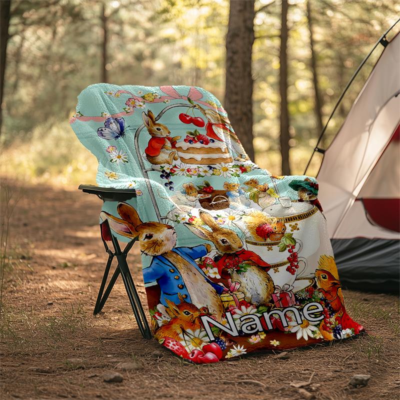 Personalized Custom Name Blanket - Peter Rabbit Print Design,Blanket for Sofa,Bed,Travel,Camping - Soft and Warm, Great Gift
