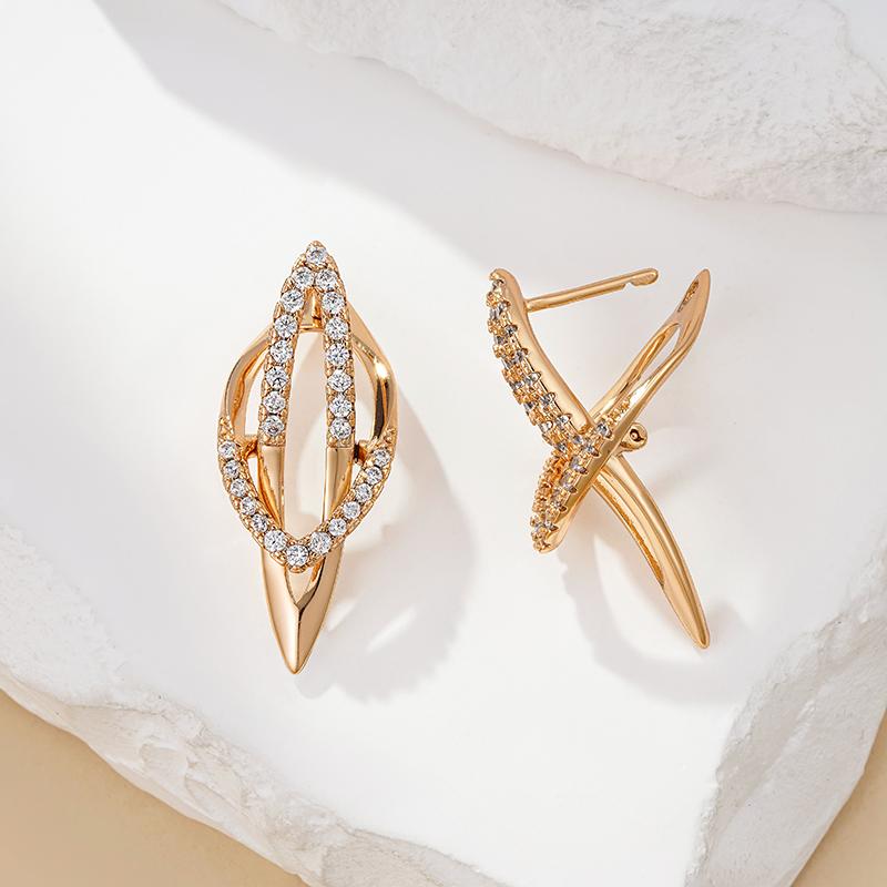 Sparking Micro-Set Natural Zircon Dangle Earrings For Women Fashion  Rose Gold Color Unique Design Daily Fine Jewelry