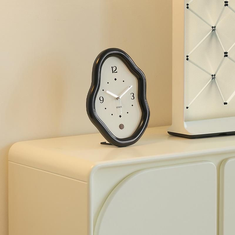 Wooden Clock Ins Simple Desktop Decoration Home Cream Style Clock Living Room Entrance Desk Clock Fun Decoration Bedroom Clock