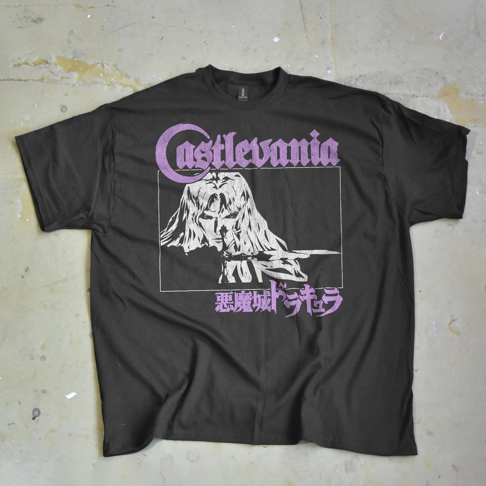 Готическая футболка Castlevania - Гранж-рубашка Belmont, Ретро-эстетика, Хоррор-геймер 4XL