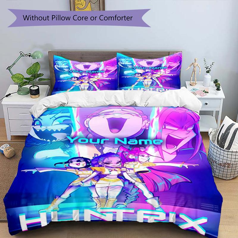 Huntrix Adventure Custom Name Text Print 1Pc Bedding Set Duvet Cover With Two Pillowcases Soft Bed Linen For Household Bedroom