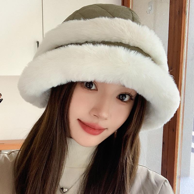 Winter Hat Women's Outdoor Fleece Windproof Neck Protection Ear Protection Bucket Hat Korean Version Fashion Small Plush Hat